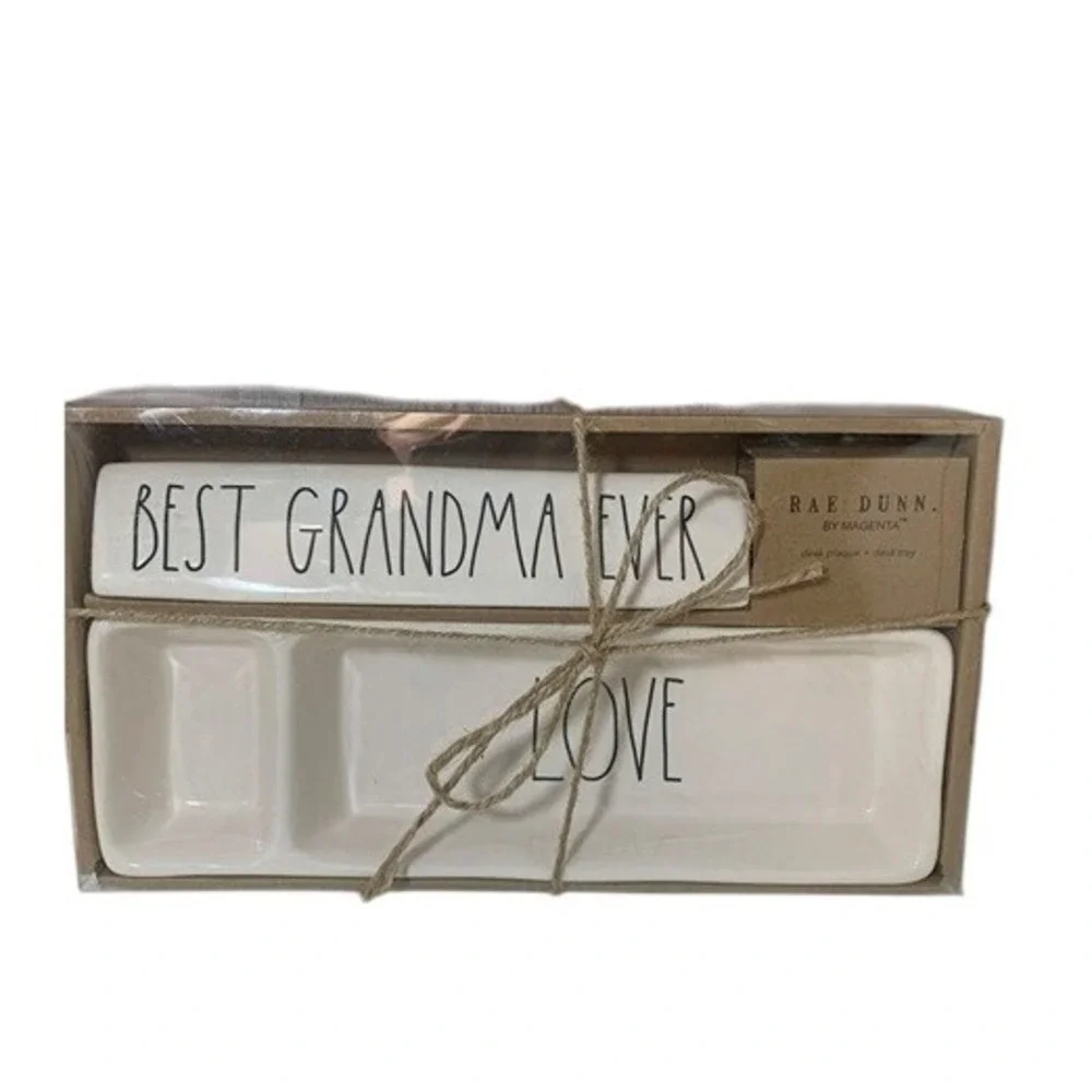 Rae Dunn‎ Best Grandma Ever Love Divided Dish Platter Tray Set Magenta